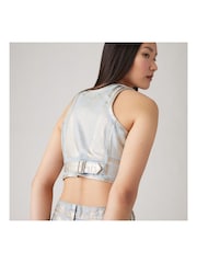 Levi's® Optical Illusion Silver Mona Denim Corset 100% Cotton Vest - Image 3 of 6