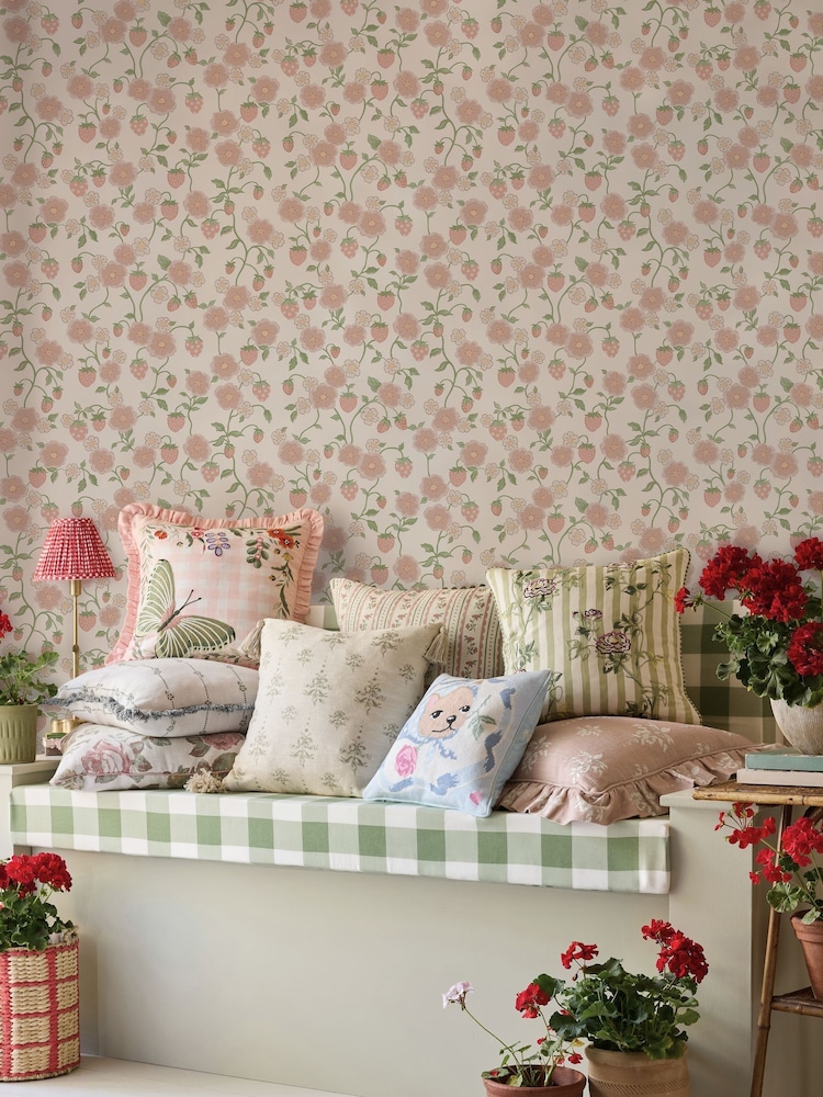 Cath Kidston Pink Strawberry 10M Wallpaper - Image 1 of 6