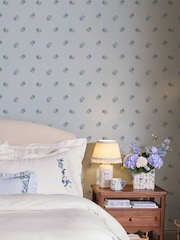 Cath Kidston Blue Rose Spaced Stripe 10M Wallpaper - Image 1 of 5