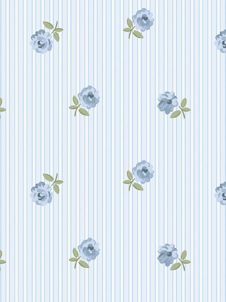Cath Kidston Blue Rose Spaced Stripe 10M Wallpaper - Image 2 of 5
