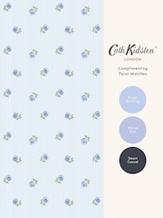 Cath Kidston Blue Rose Spaced Stripe 10M Wallpaper - Image 4 of 5