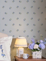 Cath Kidston Blue Rose Spaced Stripe 10M Wallpaper - Image 5 of 5