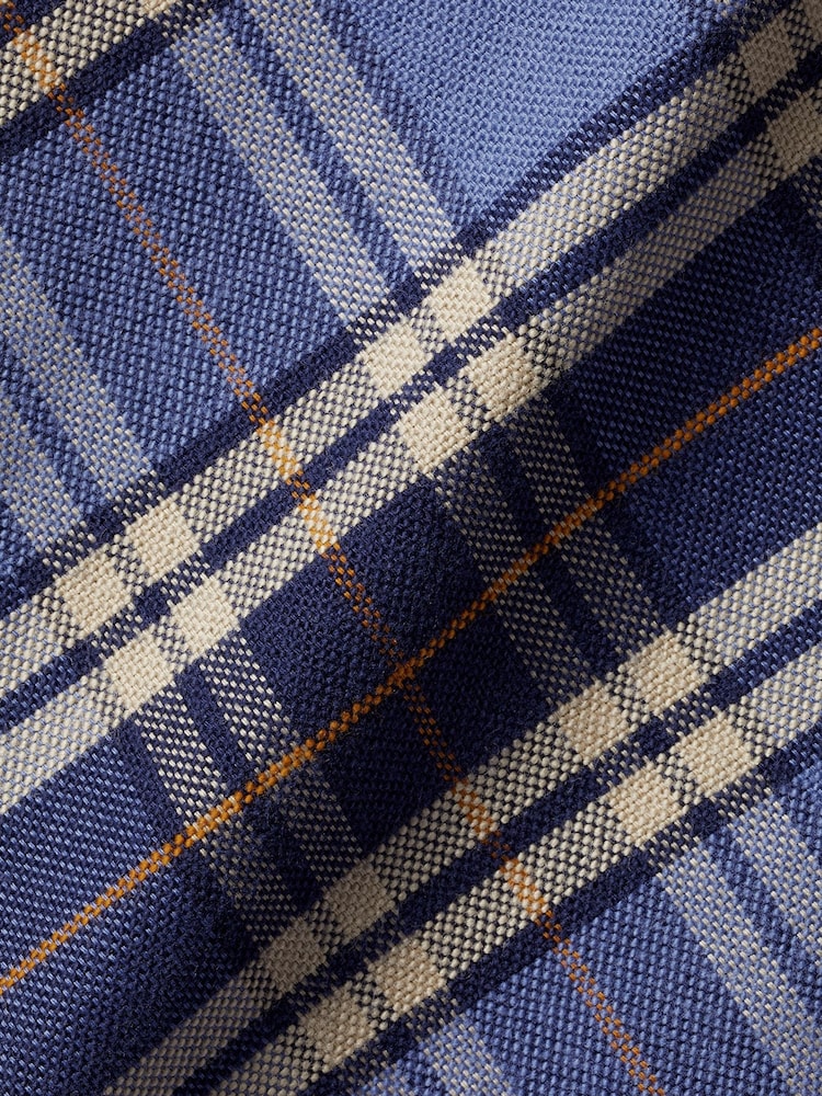 Charles Tyrwhitt Blue Overcheck Cf Button Down Brushed Washed Oxford 100% Cotton Shirt - Image 6 of 6