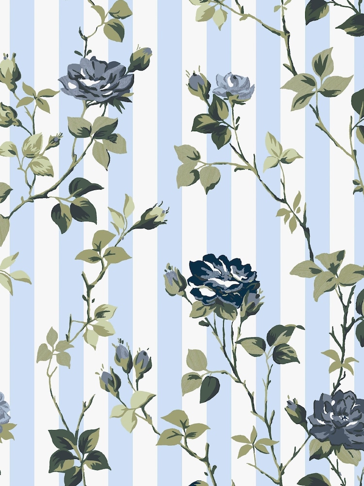 Buy Cath Kidston Blue Climbing Rose 10M Wallpaper from the Next UK ...