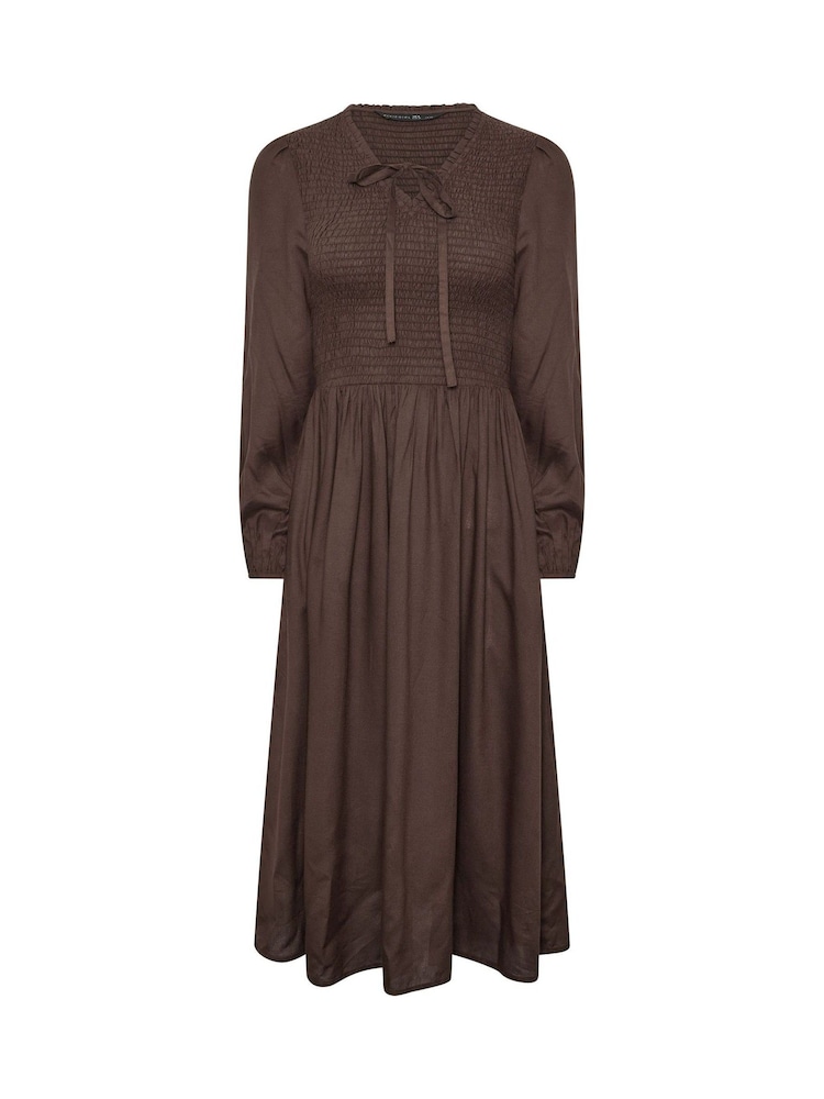 brown petite dresses Womens PixieGirl Shirred Midi Dress US 4 Petite Crafted from a breathable