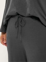 Yours Curve Grey Cotton Wide Leg Trousers - Image 4 of 6