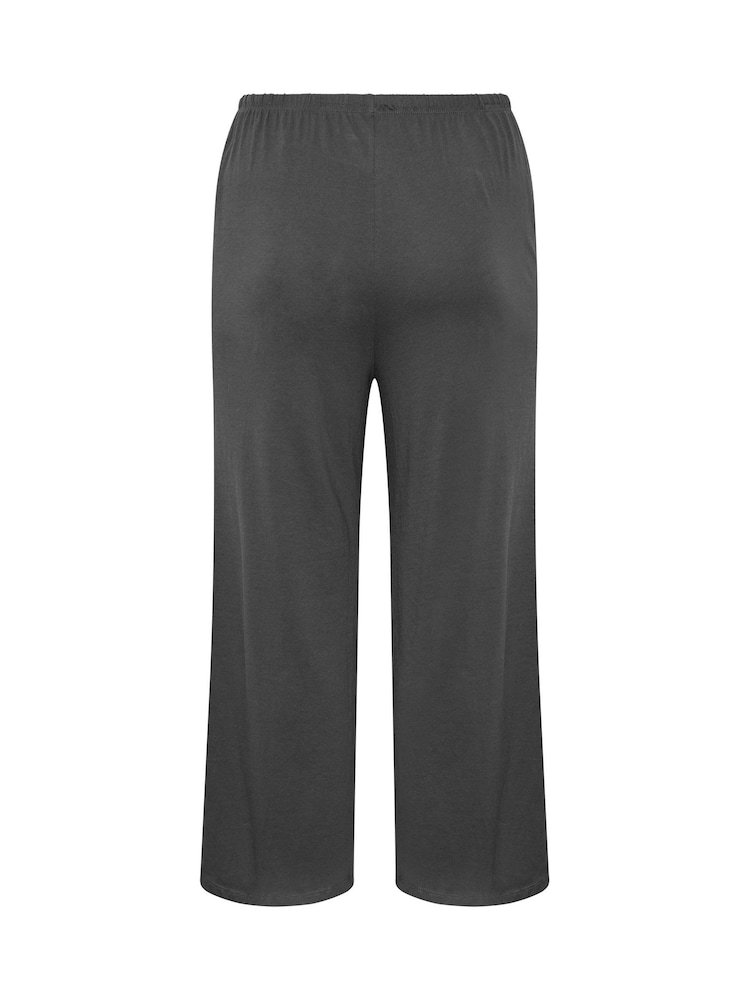Yours Curve Grey Cotton Wide Leg Trousers - Image 6 of 6