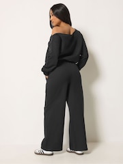 PixieGirl Petite Black Sweat Wide Leg Jumpsuit - Image 2 of 6