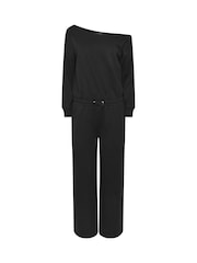 PixieGirl Petite Black Sweat Wide Leg Jumpsuit - Image 5 of 6