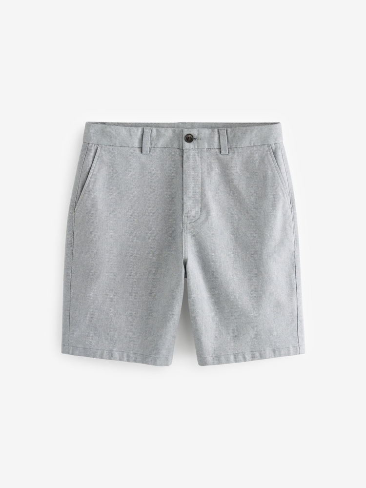 Light Blue Texture Straight Fit Stretch Chinos Shorts - Image 2 of 5