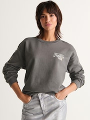 Charcoal Grey Lost Souls Back Graphic Washed Slogan Sweatshirt - Image 3 of 5
