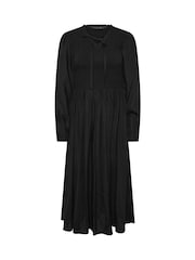 PixieGirl Petite Black Shirred Midi Dress - Image 5 of 6