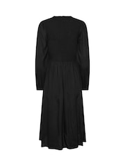 PixieGirl Petite Black Shirred Midi Dress - Image 6 of 6
