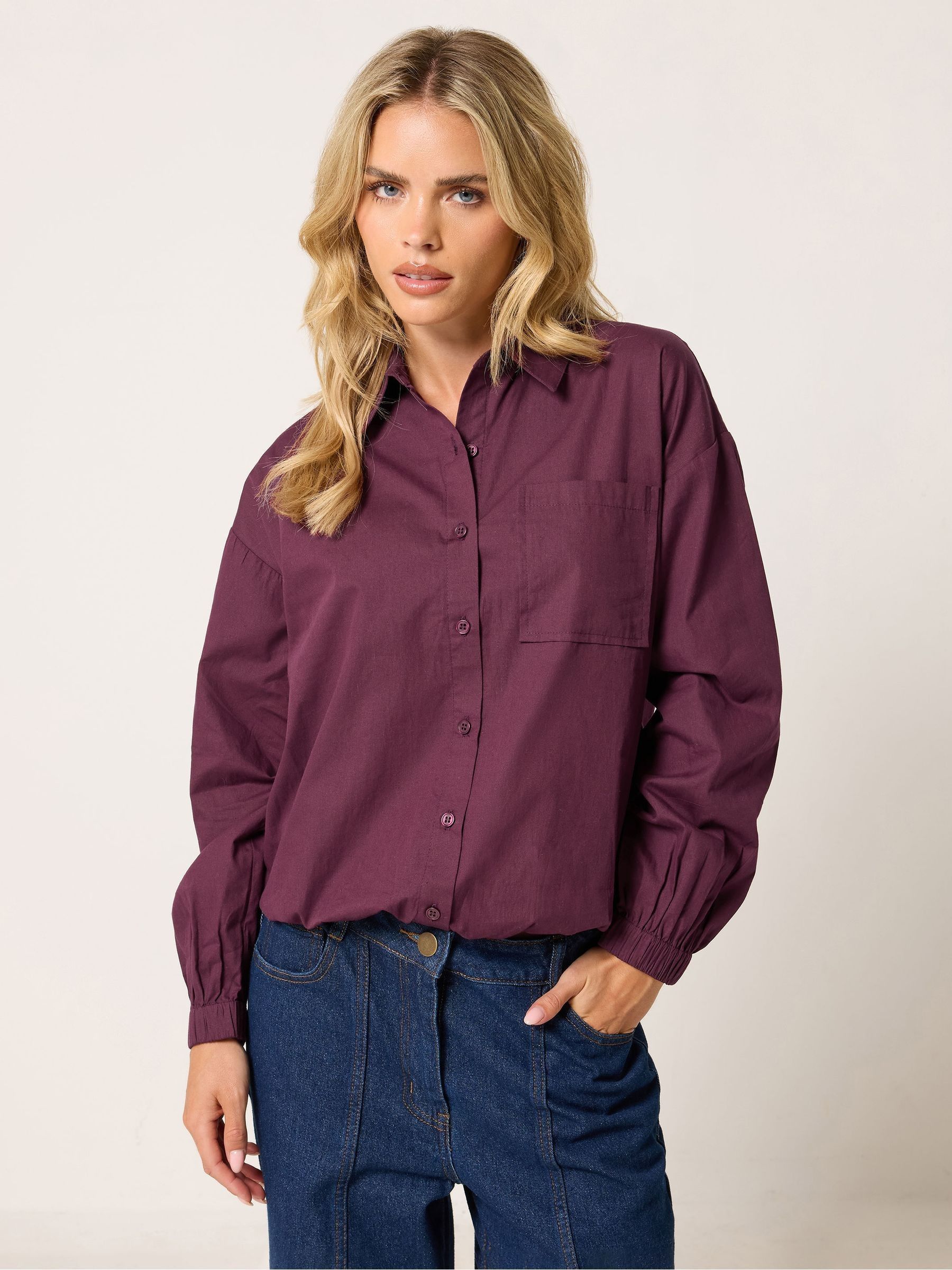 Pixiegirl Women's Burgundy Petite Cotton Shirt In Size 18 - Image 2