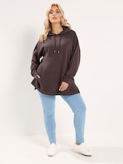 Yours Curve Brown Drawstring Hoodie - Image 2 of 6