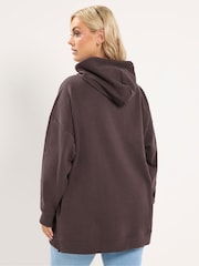 Yours Curve Brown Drawstring Hoodie - Image 3 of 6