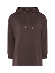 Yours Curve Brown Drawstring Hoodie - Image 5 of 6