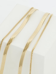 Aela Gold Plated Waterproof Stainless Steel Snake 2 Row Chain Necklace - Image 2 of 2