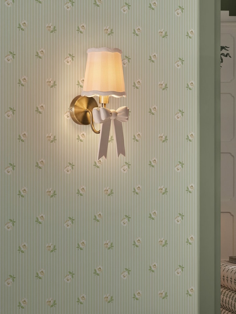 Cath Kidston Sage Rose Spaced Stripe 10M Wallpaper - Image 1 of 5