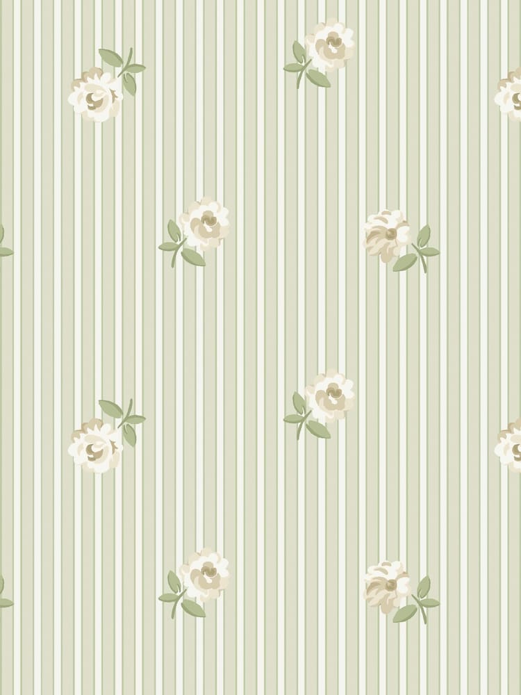 Cath Kidston Sage Rose Spaced Stripe 10M Wallpaper - Image 2 of 5