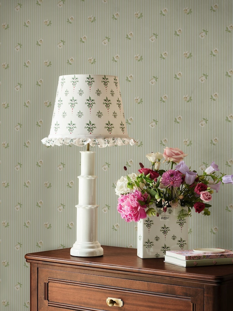 Cath Kidston Sage Rose Spaced Stripe 10M Wallpaper - Image 5 of 5