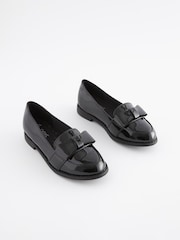 Black Patent School Bow Loafers - Image 1 of 6