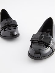 Black Patent School Bow Loafers - Image 3 of 6