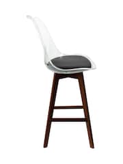 Fusion Living Black Soho Clear Plastic Bar Stool with Dark Wood Legs - Image 5 of 5