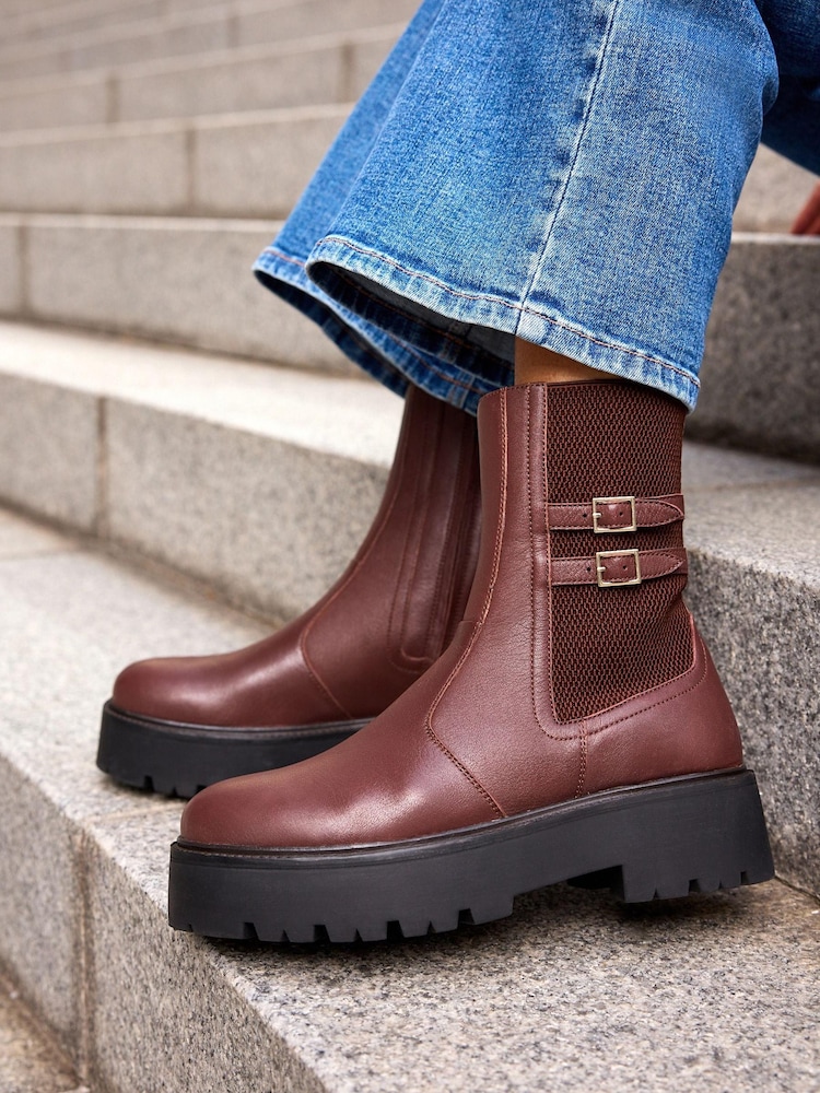 Burgundy Red Forever Comfort® Chunky Platform Ankle Boots - Image 1 of 9