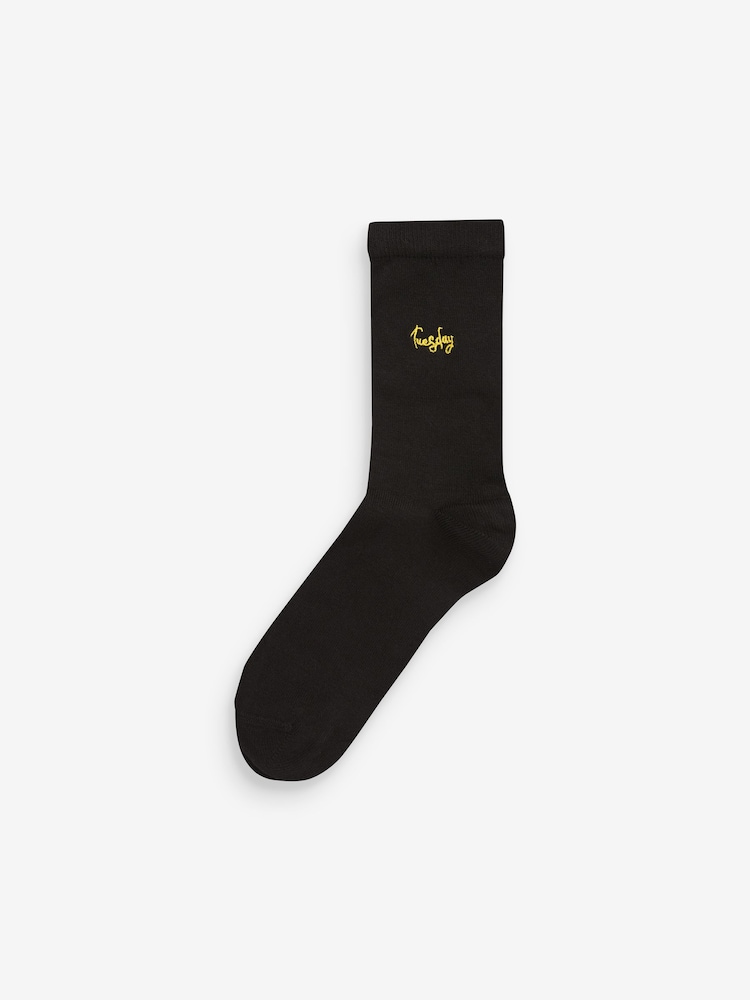 Days Of The Week Embroidered Motif Ankle Socks 5 Pack - Image 2 of 6