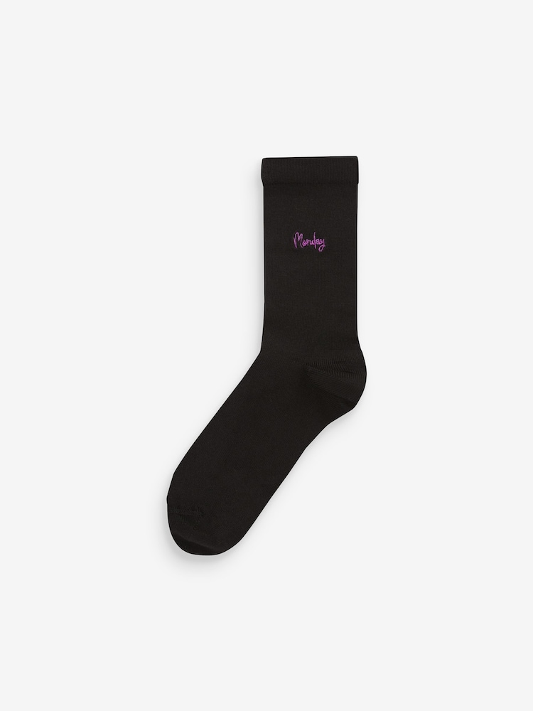 Days Of The Week Embroidered Motif Ankle Socks 5 Pack - Image 3 of 6