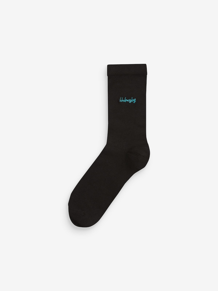 Days Of The Week Embroidered Motif Ankle Socks 5 Pack - Image 5 of 6