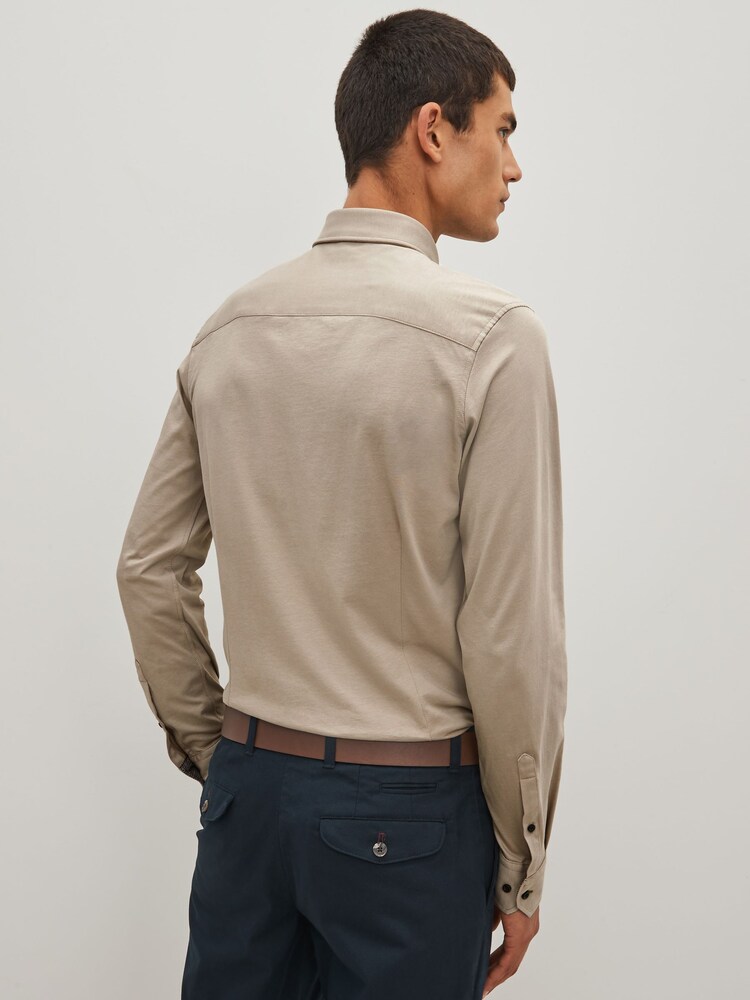 Neutral Brown Motionflex Knitted Shirt - Image 2 of 8