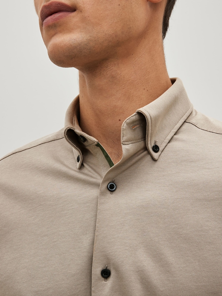 Neutral Brown Motionflex Knitted Shirt - Image 3 of 8