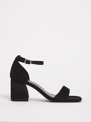 Simply Be Black Barely There Block Heel Sandals in Extra Wide Fit - Image 1 of 3