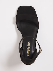 Simply Be Black Barely There Block Heel Sandals in Extra Wide Fit - Image 3 of 3