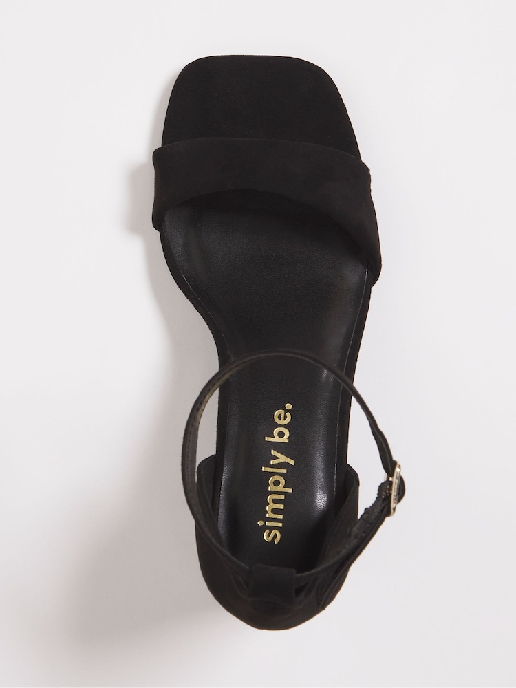 Simply Be Black Barely There Block Heel Sandals in Extra Wide Fit - Image 3 of 3