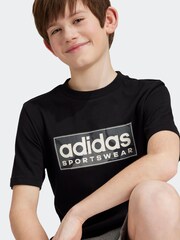 adidas Black Kids Sportswear 100% Cotton Camo Linear Graphic T-Shirt - Image 5 of 11