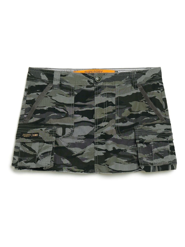 Superdry Grey Utility Parachute 100% Cotton Skirt - Image 7 of 10