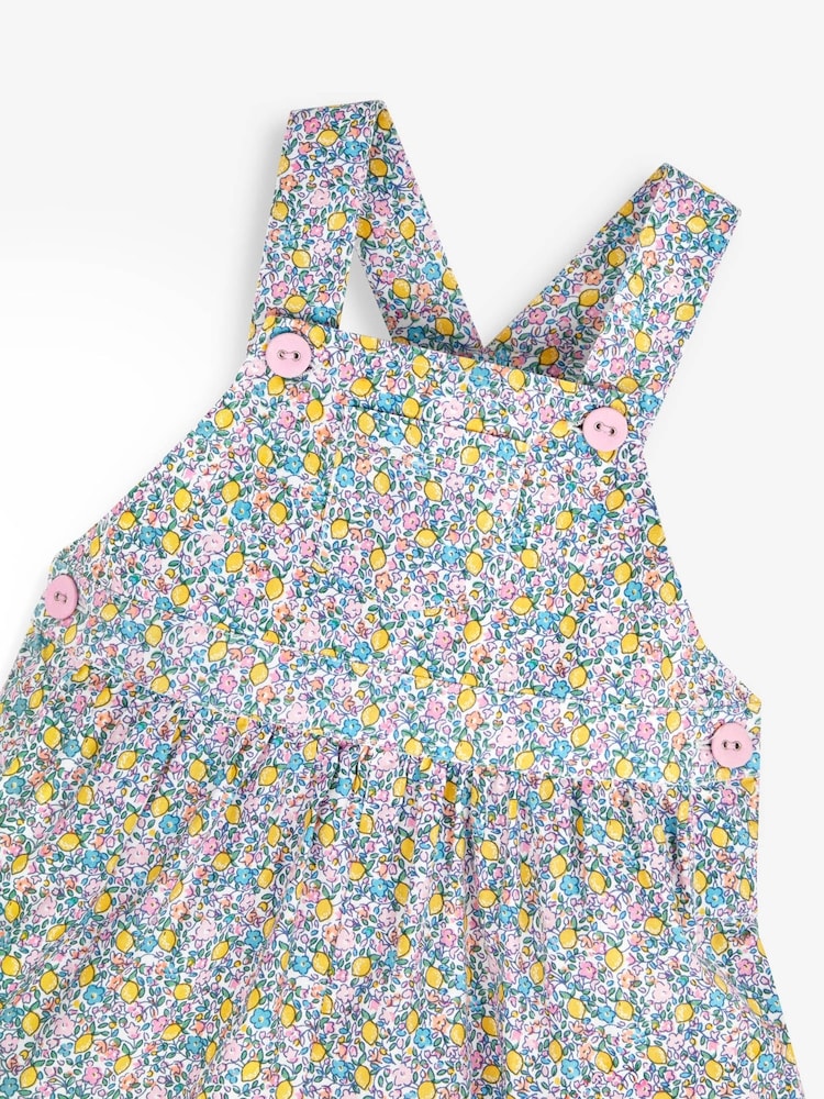 JoJo Maman Bébé Lemon Ditsy Print Culotte Dungarees - Image 4 of 5