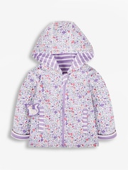 JoJo Maman Bébé Lilac Purple Bunny & Cat Appliqué Reversible Hoodie With Pet In Pocket - Image 3 of 5