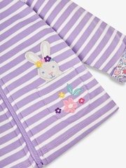 JoJo Maman Bébé Lilac Purple Bunny & Cat Appliqué Reversible Hoodie With Pet In Pocket - Image 4 of 5