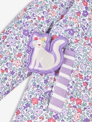 JoJo Maman Bébé Lilac Purple Bunny & Cat Appliqué Reversible Hoodie With Pet In Pocket - Image 5 of 5