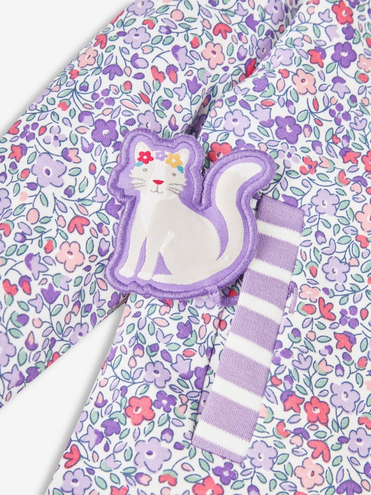 JoJo Maman Bébé Lilac Purple Bunny & Cat Appliqué Reversible Hoodie With Pet In Pocket - Image 5 of 5