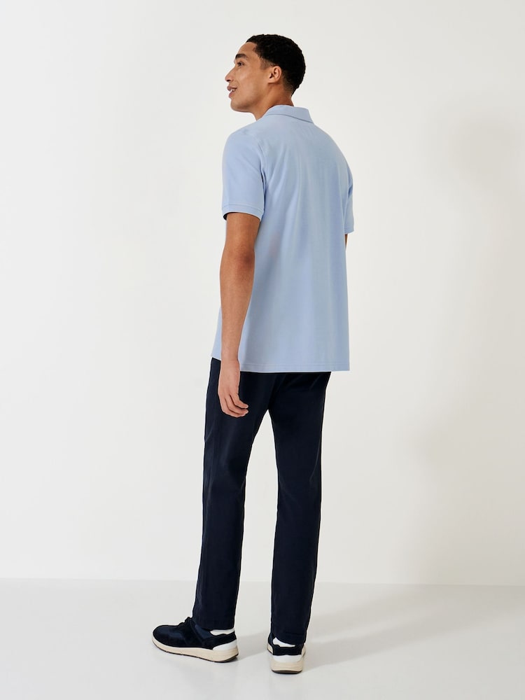 Crew Clothing Light Blue 100% Cotton Pique Polo Shirt - Image 2 of 5