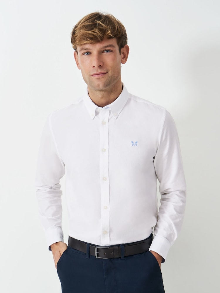 Crew Clothing White Classic Fit 100% Cotton Oxford Shirt - Image 1 of 5