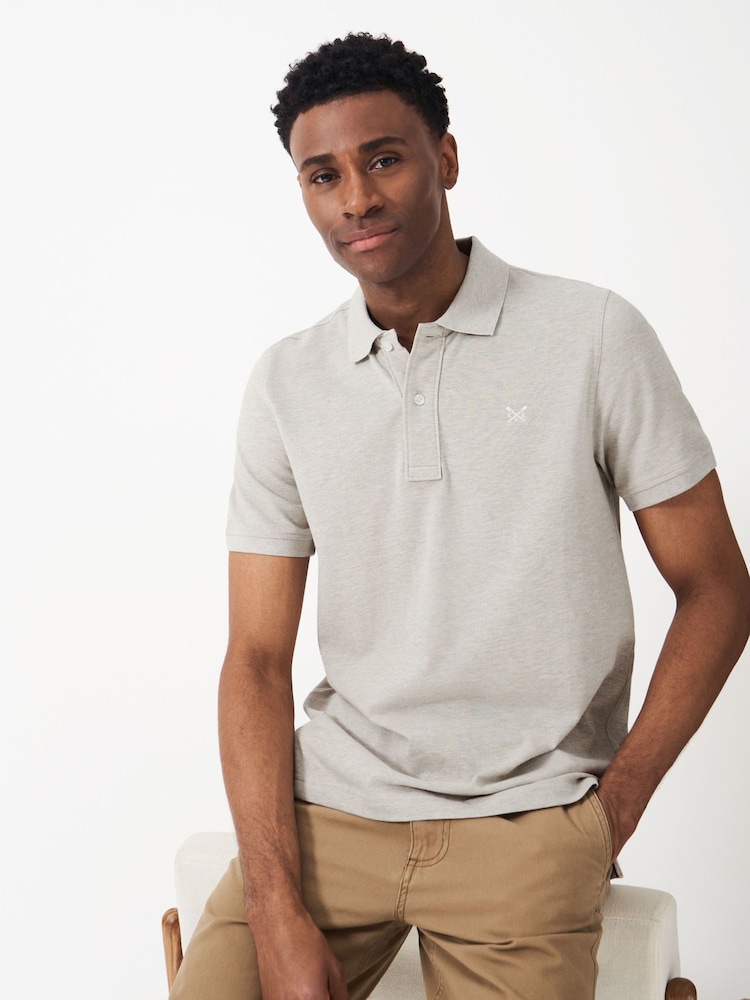 Crew Clothing Grey Plain 100% Cotton Classic Polo Shirt - Image 1 of 5