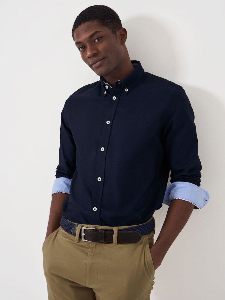 Crew Clothing Blue Slim Fit 100% Cotton Oxford Shirt - Image 1 of 5