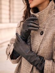Mint Velvet Black Leather Long Gloves - Image 1 of 4