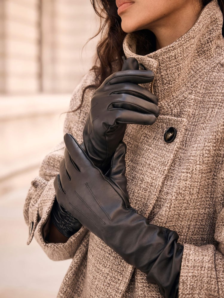 Mint Velvet Black Leather Long Gloves - Image 1 of 4 Mint Velvet Black Leather Long Gloves - Image 1 of 4